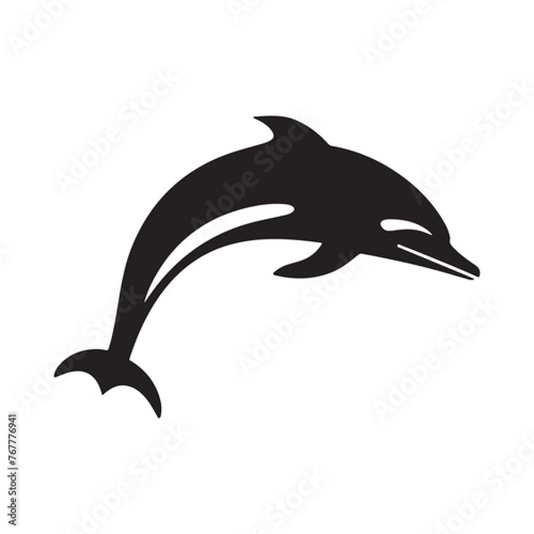 Fototapeta Dolphin Silhouette Vector Art, Icons on a white background
