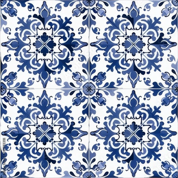 Fototapeta Repeating pattern inspired by Basque tile style. It has a seamless edge for continuous repeatability.