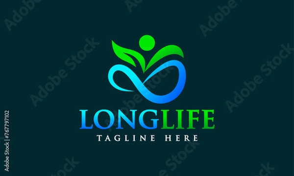 Fototapeta Allah's Blessing Infinity Healthy Long Life Logo Design vector icon symbol illustrations. A multifunctional logo that can be used in many health fitness business companies and services.