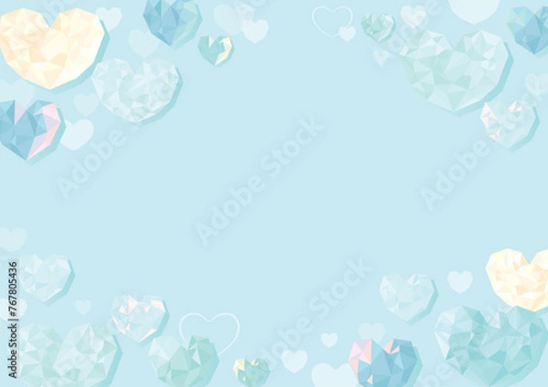 Fototapeta ハート シンプル かわいい 背景素材 イラスト 装飾 水色