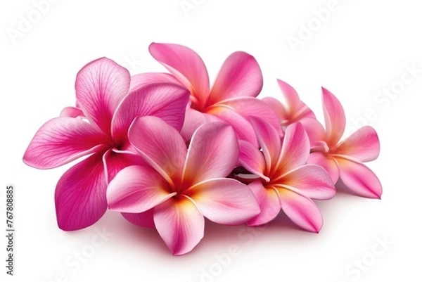 Fototapeta Group of Pink Frangipani isolated on White