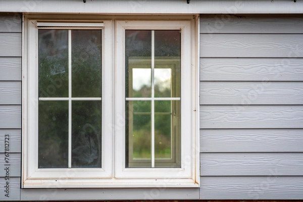 Fototapeta Window view of construction building site in england uk.