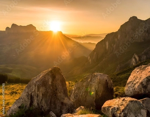 Obraz sunset in the mountains