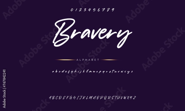 Obraz Lettering signature font isolated on background. brus style alphabet. Vector logo letters.