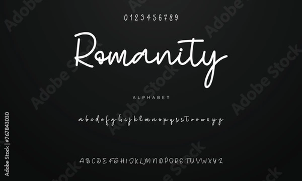Obraz Lettering signature font isolated on background. brus style alphabet. Vector logo letters.