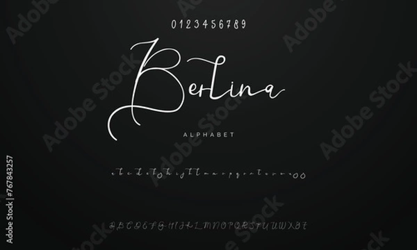 Obraz Lettering signature font isolated on background. brus style alphabet. Vector logo letters.