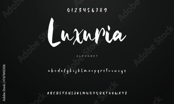 Obraz Lettering signature font isolated on background. brus style alphabet. Vector logo letters.