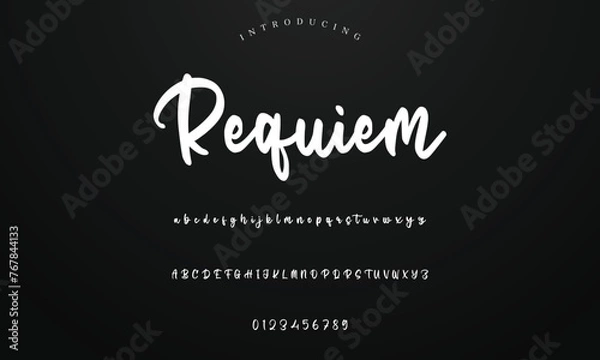 Obraz Lettering signature font isolated on background. brus style alphabet. Vector logo letters.