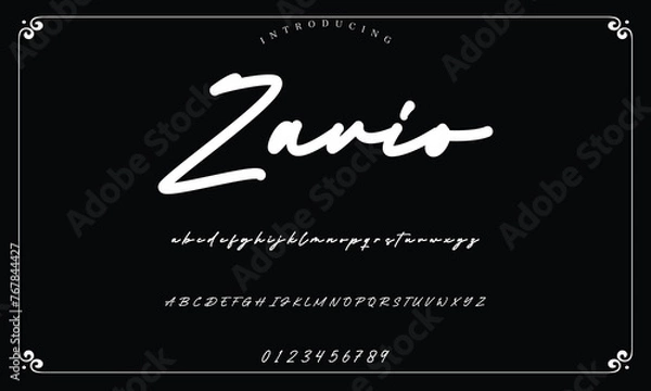Obraz Lettering signature font isolated on background. brus style alphabet. Vector logo letters.