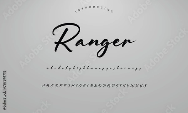 Obraz Lettering signature font isolated on background. brus style alphabet. Vector logo letters.