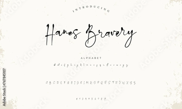 Obraz Lettering signature font isolated on background. brus style alphabet. Vector logo letters.