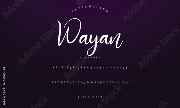 Obraz Lettering signature font isolated on background. brus style alphabet. Vector logo letters.