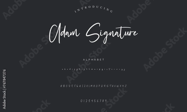 Obraz signature Font Calligraphy Logotype Script Brush Font Type Font lettering handwritten