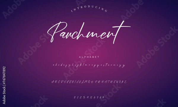 Obraz signature Font Calligraphy Logotype Script Brush Font Type Font lettering handwritten