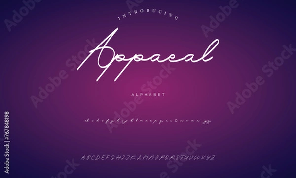 Obraz signature Font Calligraphy Logotype Script Brush Font Type Font lettering handwritten