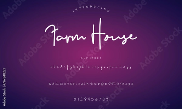 Obraz signature Font Calligraphy Logotype Script Brush Font Type Font lettering handwritten