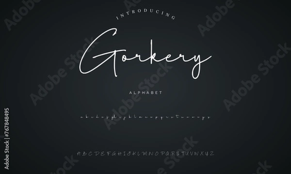 Obraz signature Font Calligraphy Logotype Script Brush Font Type Font lettering handwritten