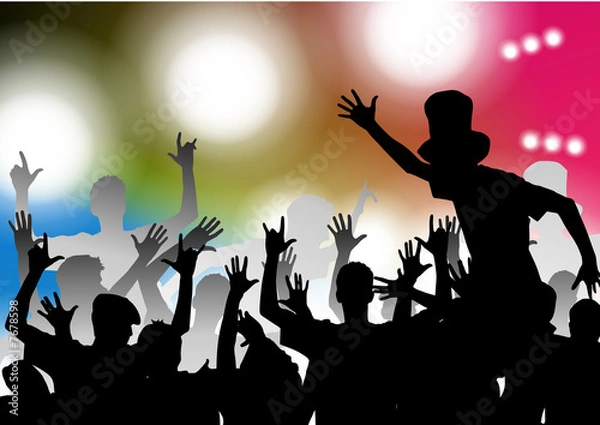 Fototapeta Happy people having fun at discotheque