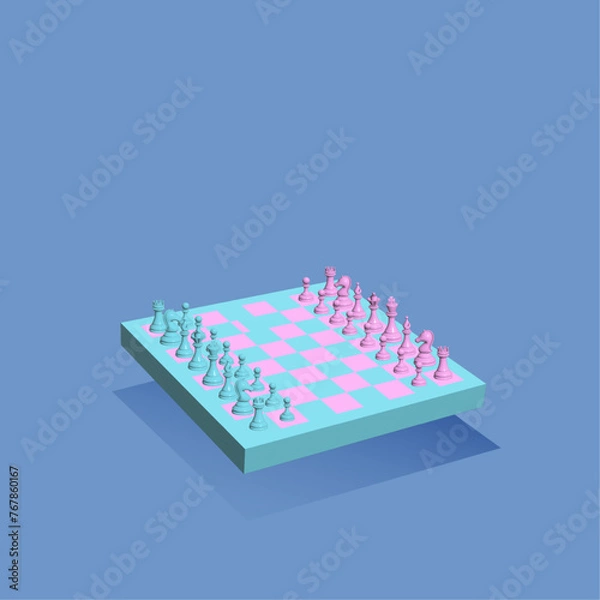 Obraz 3d Chess blue and pink