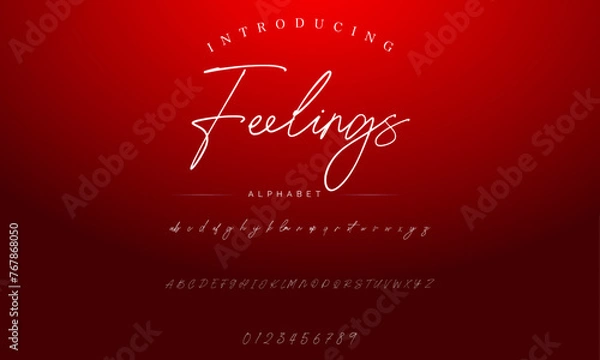 Obraz signature Font Calligraphy Logotype Script Brush Font Type Font lettering handwritten