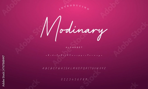 Obraz signature Font Calligraphy Logotype Script Brush Font Type Font lettering handwritten