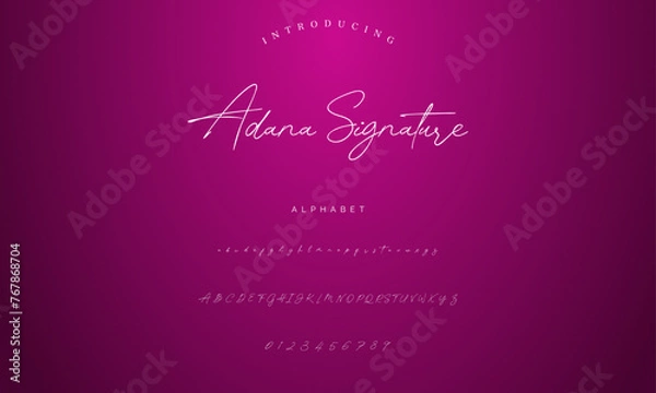 Obraz signature Font Calligraphy Logotype Script Brush Font Type Font lettering handwritten