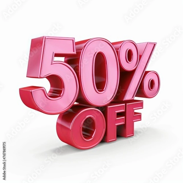 Obraz Pink 50 percent off sign