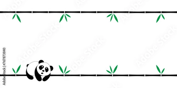 Obraz Funny panda on bamboo branch
