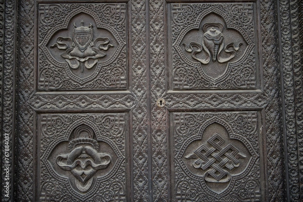 Fototapeta Kathmandu, Nepal- April 20,2023 : Buddhist temple architecture.