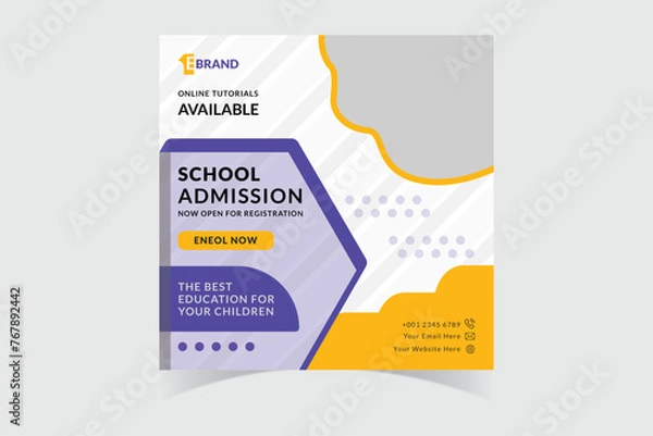 Obraz social media post School admission web banner template