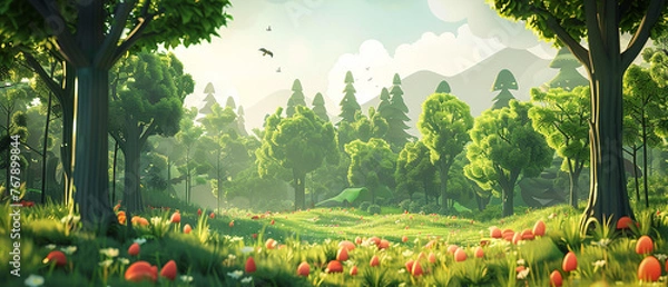 Obraz cartoon forest landscape