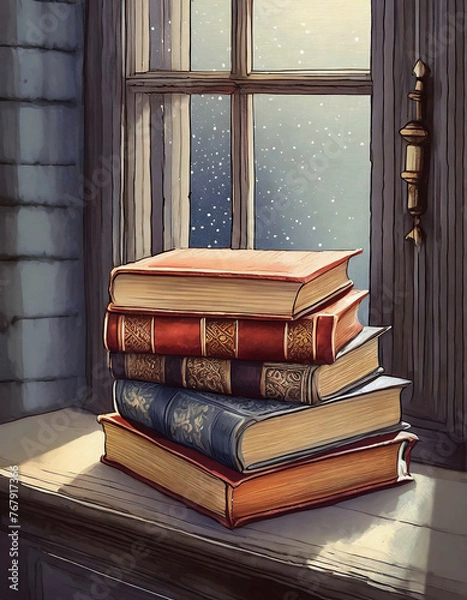 Obraz 창문에 있는 책들
