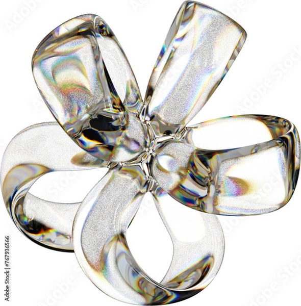 Fototapeta 3d rendering. Abstract geometric shapes illustration. Dispersion glass objects isolated on transparent background