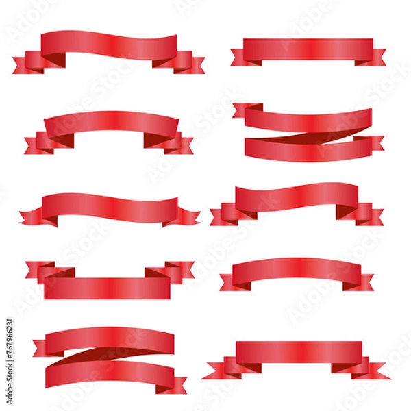 Fototapeta Red Silk Ribbons and White Background with Gradient Mesh, Vector Illustration