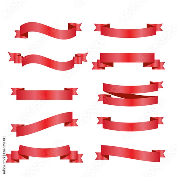 Fototapeta Red Silk Ribbons and White Background with Gradient Mesh, Vector Illustration
