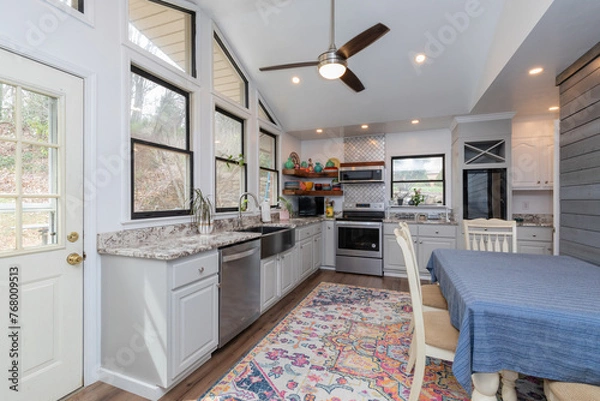 Fototapeta grey modern updated kitchen 