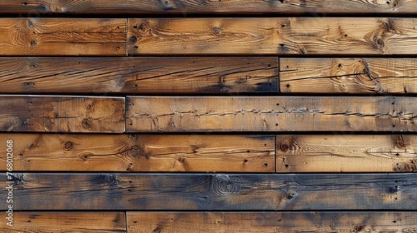 Fototapeta The walls made of timber planks that have different tones make it beautiful and unique.