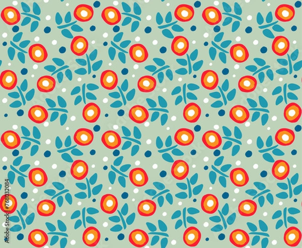 Obraz Seamless pattern with flowers in ethno style