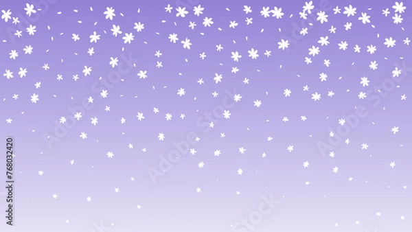 Obraz Spring background falling petals on purple vector background