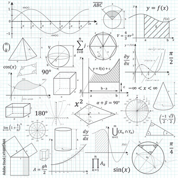 Obraz Matematyka, geometria, formuły, wzory, symbole, matematyka