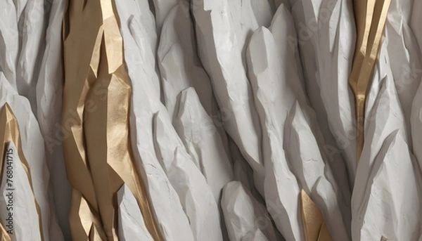 Obraz White stone and gold texture