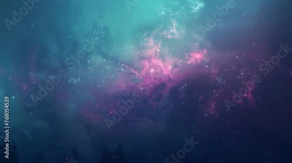 Obraz Amazing view of the night sky with a colorful nebula and stars.