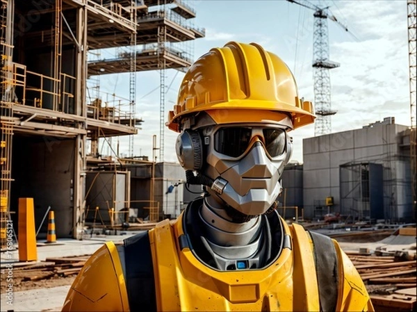 Obraz A robot on a construction site. Modern technologies.