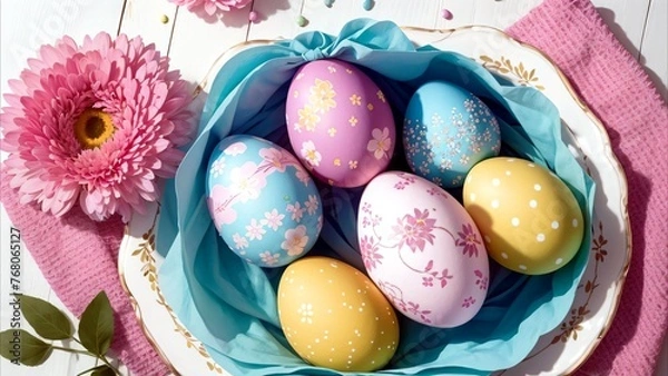 Obraz easter eggs in a basket