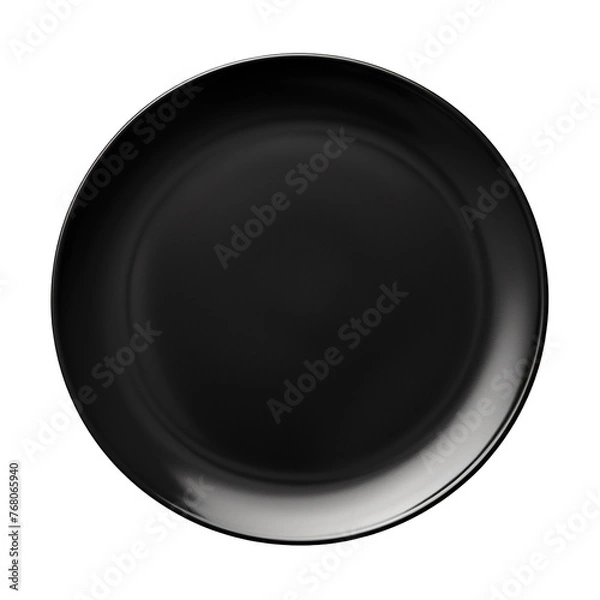 Fototapeta Black ceramic plate isolated on transparent background