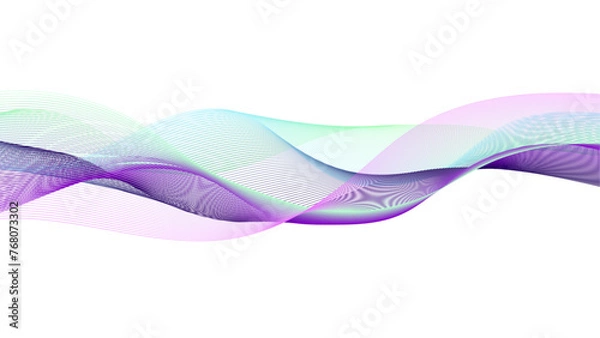 Fototapeta Vector purple abstract wave design element. Futuristic technology and sound wave pattern. Abstract wavy blue and purple line on white background