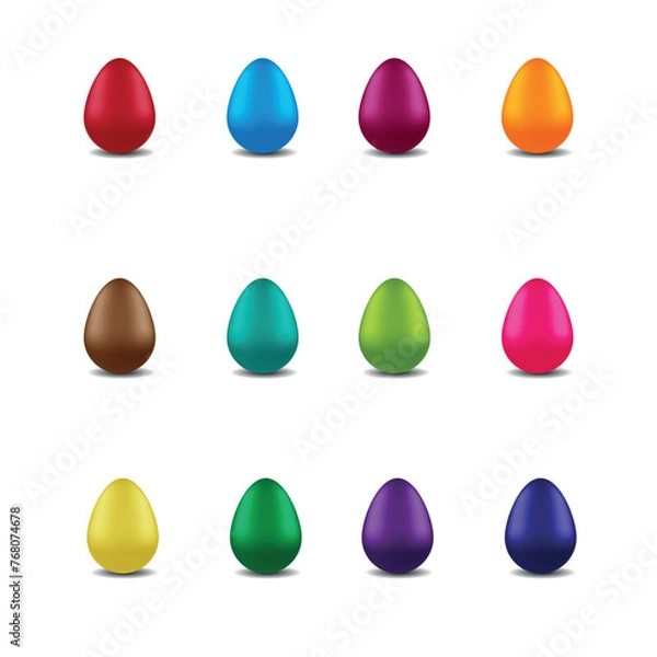 Fototapeta set of easter eggs 3d vector picture