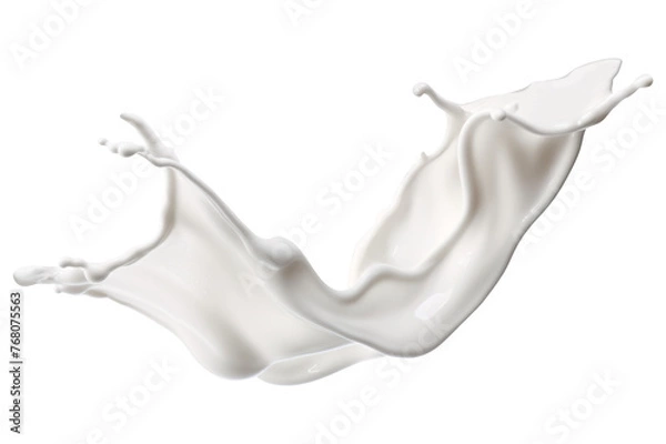 Fototapeta milk splash wave swirls isolated on a transparent background, diary milk splash, flying milk on the air cut out