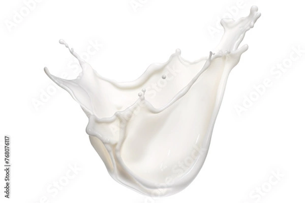Fototapeta milk splash wave swirls isolated on a transparent background, diary milk splash, flying milk on the air cut out