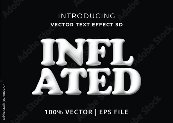 Fototapeta  3D Inflated 3D Text Effect vector illustration